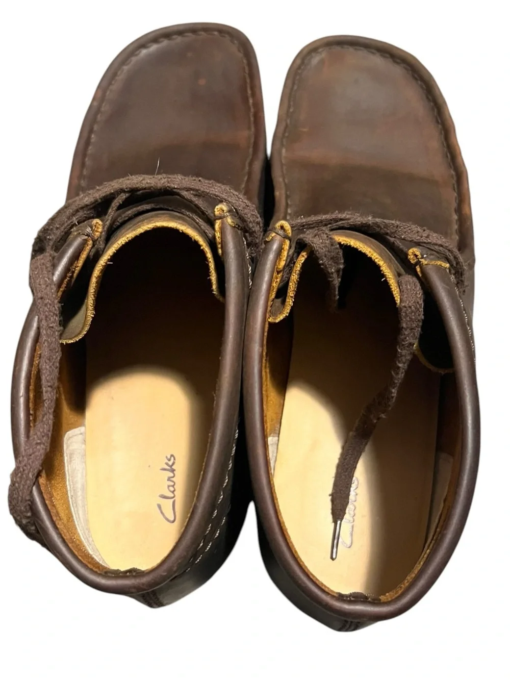 Clarks Originals Wallabee Boot Men 10.5 Brown Distressed Leather Moc Toe Lace Up